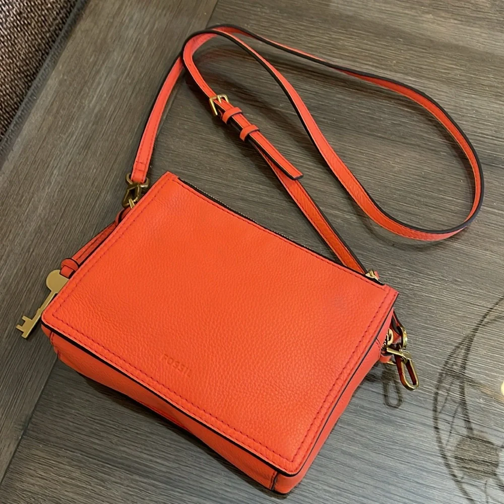 Fossil Women's Campbell Crossbody Bag Lava - Coral - Picture 17 of 17